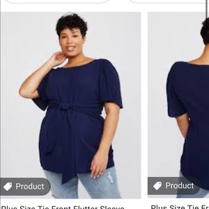 Motherhood Maternity-Plus 2X-Flutter Sleeve Blouse